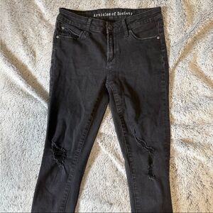 Articles Of Society Black Skinny Jeans with Distressed Detailing